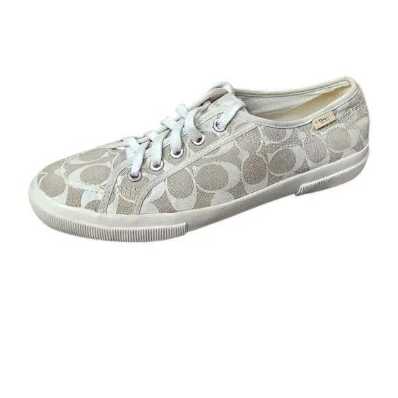 Coach Kalyn Womens Signature Canvas Sneaker Shoe COA Beige White Size 10 - Picture 2 of 14
